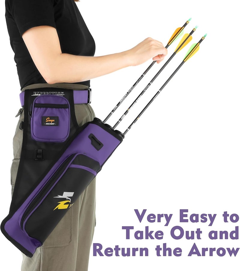 Sunya Archery Hip Quiver for Arrows. Includes 3 Tubes Arrow Holder, Accessories Pockets and Waist Belt. Fit for Compound and Recurve Bow Practice. - Image 5